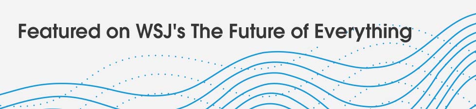 weißer Hintergrund mit blauen Linien und den Worten „Vorgestellt in WSJs The Future of Everything“