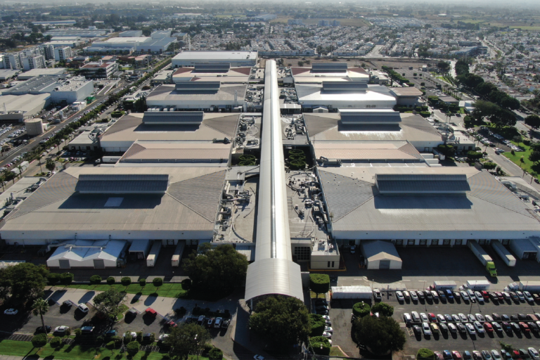 image of a Flex factory in Mexico and blue skies