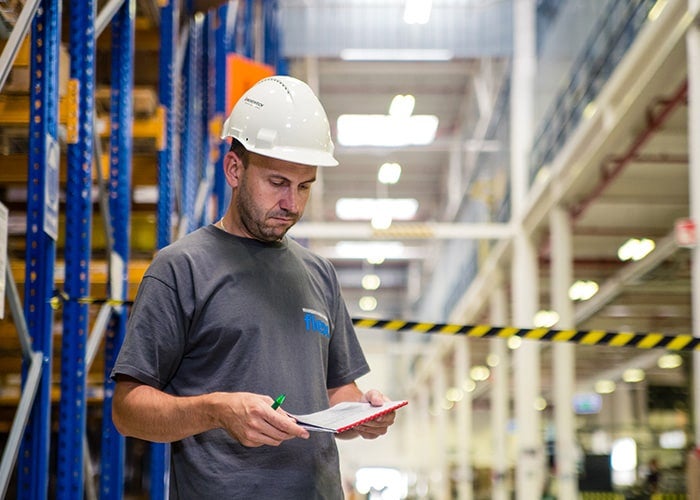 Flex employee performing warehousing services