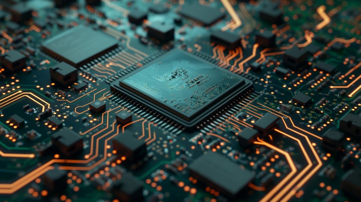 Close up view of a computer circuit board featuring a CPU