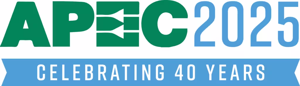 APEC 2025 logo with “CELEBRATING 40 YEARS” written on a blue ribbon beneath it.