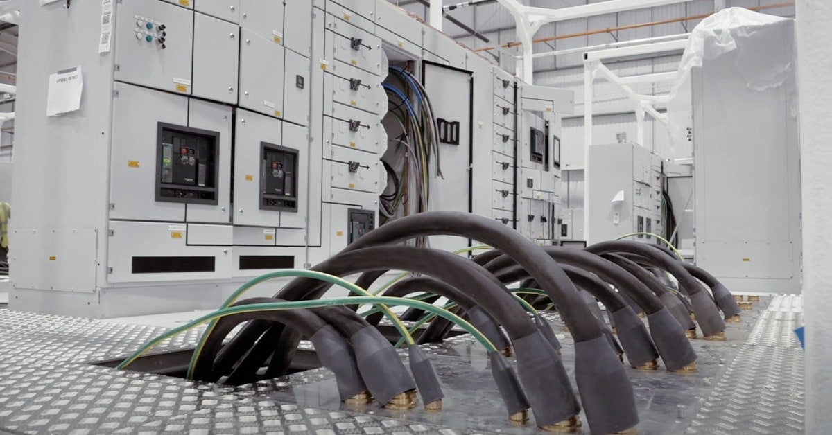 Power cords in a data center floor