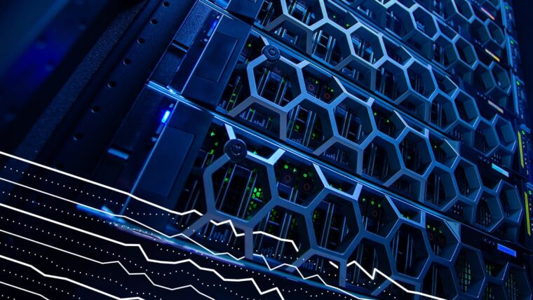 Close up of a data center rack enclosure