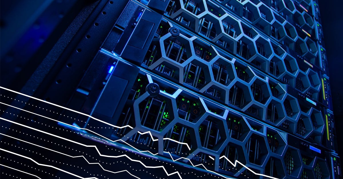 Close up of a data center rack enclosure