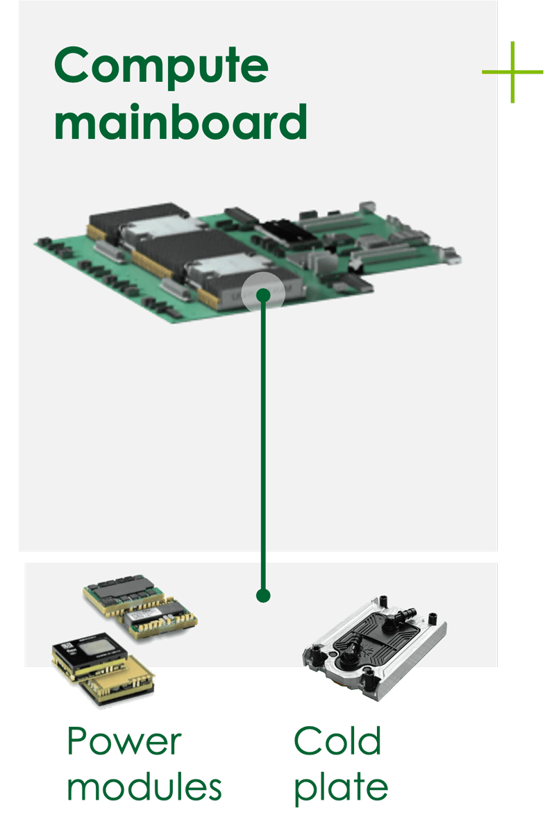 Compute mainboard using power modules and cold plate