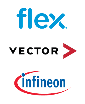 Logos for Flex, Vector, and Infineon