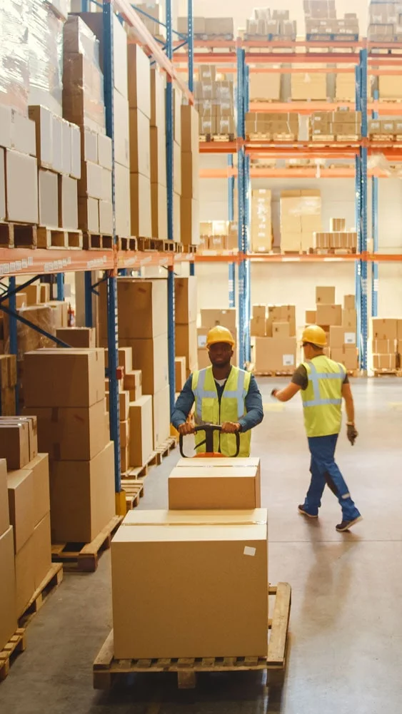 Flex employees working in a product distribution logistics center