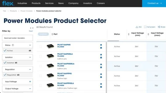Flex Power Modules product selector